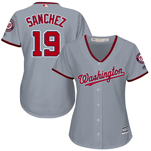 Nationals #19 Anibal Sanchez Grey Road Women's Stitched MLB Jersey