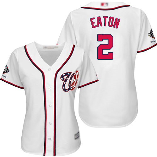 Nationals #2 Adam Eaton White Home 2019 World Series Champions Women's Stitched MLB Jersey