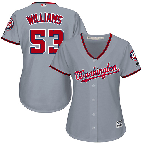 Nationals #53 Austen Williams Grey Road Women's Stitched MLB Jersey