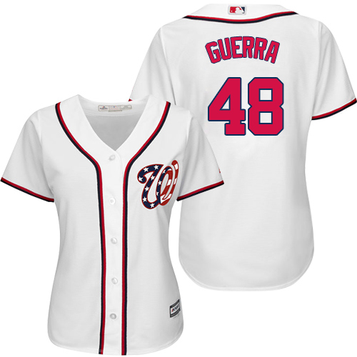 Nationals #48 Javy Guerra White Home Women's Stitched MLB Jersey