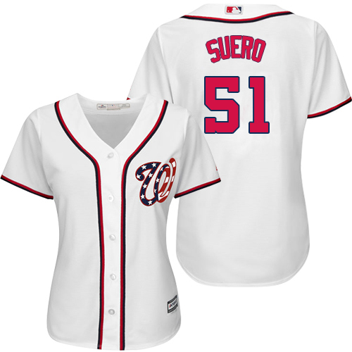 Nationals #51 Wander Suero White Home Women's Stitched MLB Jersey