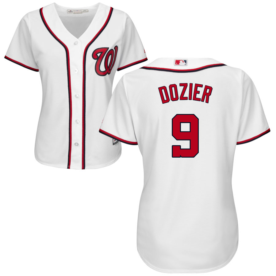 Nationals #9 Brian Dozier White Women's Home Cool Base Stitched MLB Jersey