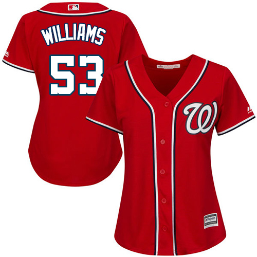 Nationals #53 Austen Williams Red Alternate Women's Stitched MLB Jersey