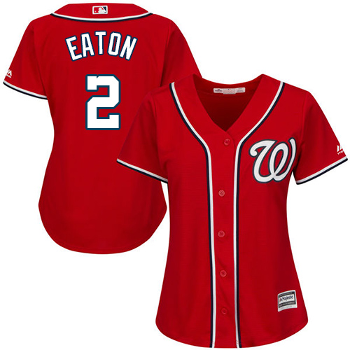Nationals #2 Adam Eaton Red Alternate Women's Stitched MLB Jersey