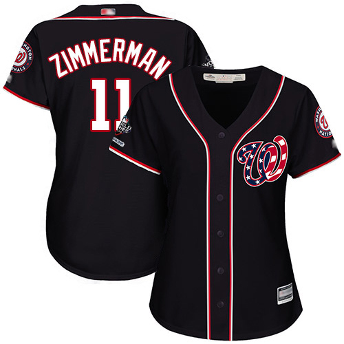 Nationals #11 Ryan Zimmerman Navy Blue Alternate 2019 World Series Champions Women's Stitched MLB Jersey