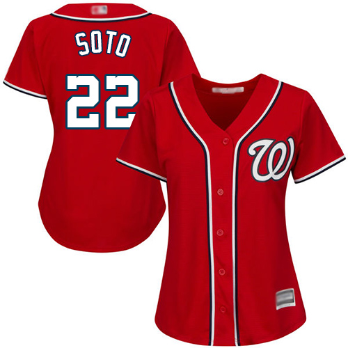 Nationals #22 Juan Soto Red Alternate Women's Stitched MLB Jersey