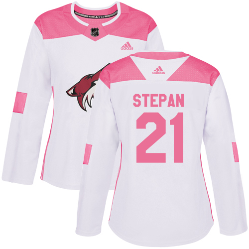 Adidas Coyotes #21 Derek Stepan White/Pink Authentic Fashion Women's Stitched NHL Jersey
