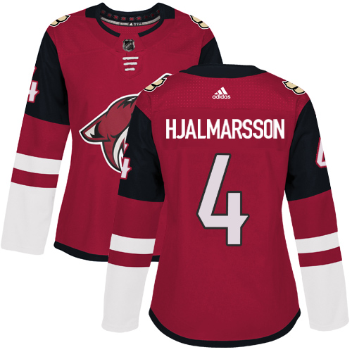 Adidas Coyotes #4 Niklas Hjalmarsson Maroon Home Authentic Women's Stitched NHL Jersey