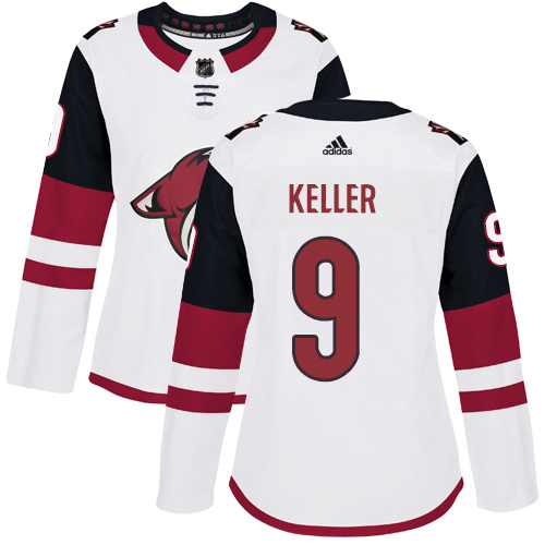 Adidas Coyotes #9 Clayton Keller White Road Authentic Women's Stitched NHL Jersey
