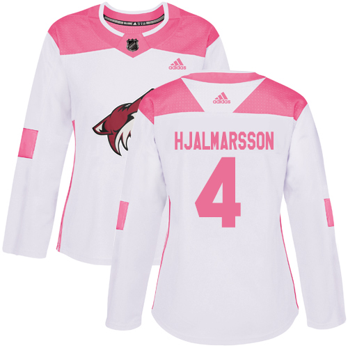 Adidas Coyotes #4 Niklas Hjalmarsson White/Pink Authentic Fashion Women's Stitched NHL Jersey