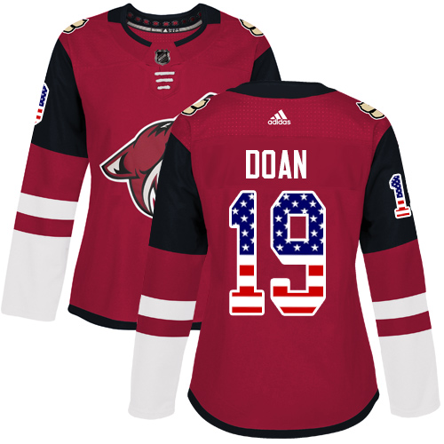 Adidas Coyotes #19 Shane Doan Maroon Home Authentic USA Flag Women's Stitched NHL Jersey