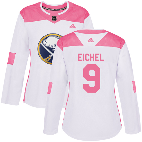 Adidas Sabres #9 Jack Eichel White/Pink Authentic Fashion Women's Stitched NHL Jersey