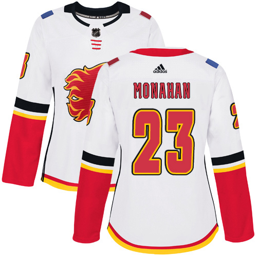 Adidas Flames #23 Sean Monahan White Road Authentic Women's Stitched NHL Jersey