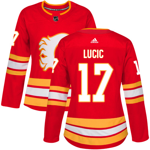 Adidas Flames #17 Milan Lucic Red Alternate Authentic Women's Stitched NHL Jersey
