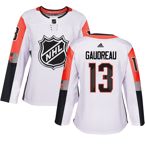 Adidas Flames #13 Johnny Gaudreau White 2018 All-Star Pacific Division Authentic Women's Stitched NHL Jersey