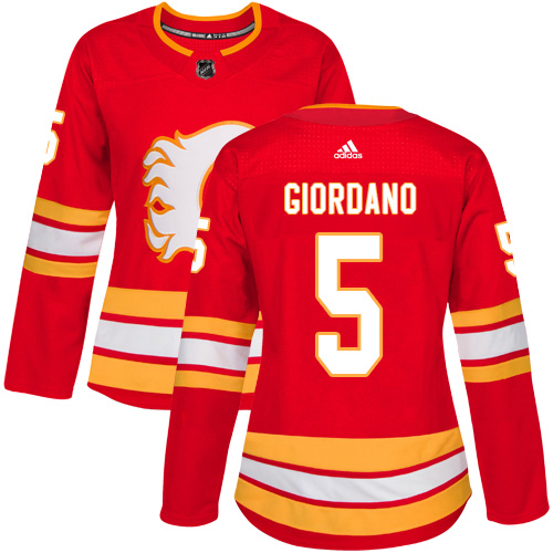 Adidas Flames #5 Mark Giordano Red Alternate Authentic Women's Stitched NHL Jersey