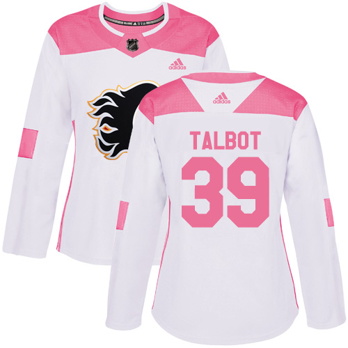 Adidas Flames #39 Cam Talbot White/Pink Authentic Fashion Women's Stitched NHL Jersey