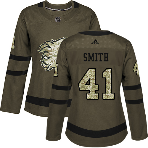 Adidas Flames #41 Mike Smith Green Salute to Service Women's Stitched NHL Jersey