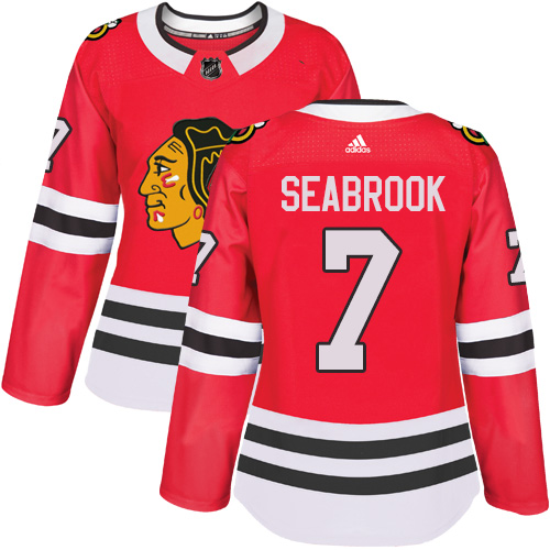 Adidas Blackhawks #7 Brent Seabrook Red Home Authentic Women's Stitched NHL Jersey