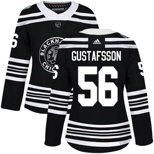 Adidas Blackhawks #56 Erik Gustafsson Black Authentic 2019 Winter Classic Women's Stitched NHL Jersey