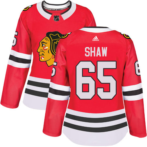 Adidas Blackhawks #65 Andrew Shaw Red Home Authentic Women's Stitched NHL Jersey