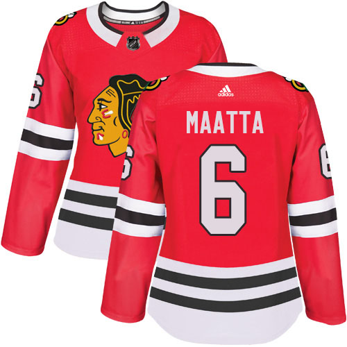 Adidas Blackhawks #6 Olli Maatta Red Home Authentic Women's Stitched NHL Jersey