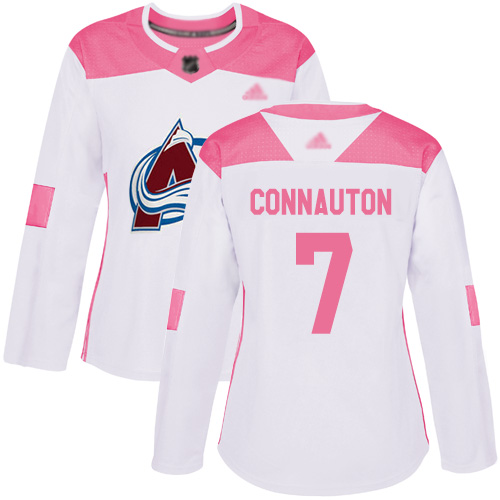 Adidas Avalanche #7 Kevin Connauton White/Pink Authentic Fashion Women's Stitched NHL Jersey