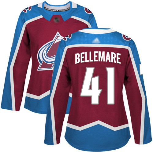 Adidas Avalanche #41 Pierre-Edouard Bellemare Burgundy Home Authentic Women's Stitched NHL Jersey
