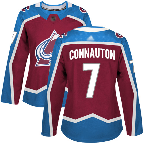 Adidas Avalanche #7 Kevin Connauton Burgundy Home Authentic Women's Stitched NHL Jersey