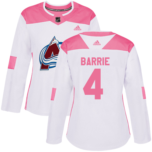 Adidas Avalanche #4 Tyson Barrie White/Pink Authentic Fashion Women's Stitched NHL Jersey