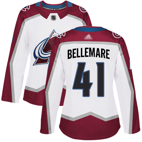 Adidas Avalanche #41 Pierre-Edouard Bellemare White Road Authentic Women's Stitched NHL Jersey