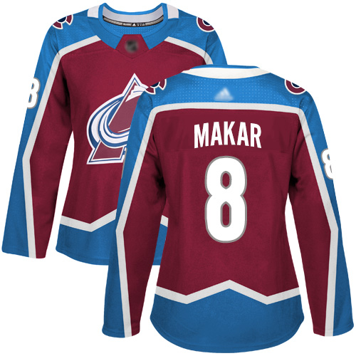 Adidas Avalanche #8 Cale Makar Burgundy Home Authentic Women's Stitched NHL Jersey