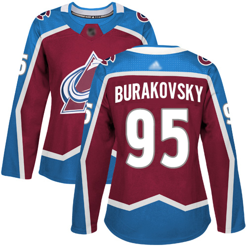 Adidas Avalanche #95 Andre Burakovsky Burgundy Home Authentic Women's Stitched NHL Jersey