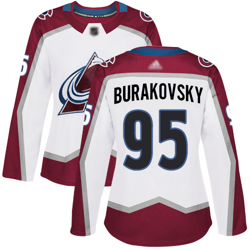 Adidas Avalanche #95 Andre Burakovsky White Road Authentic Women's Stitched NHL Jersey