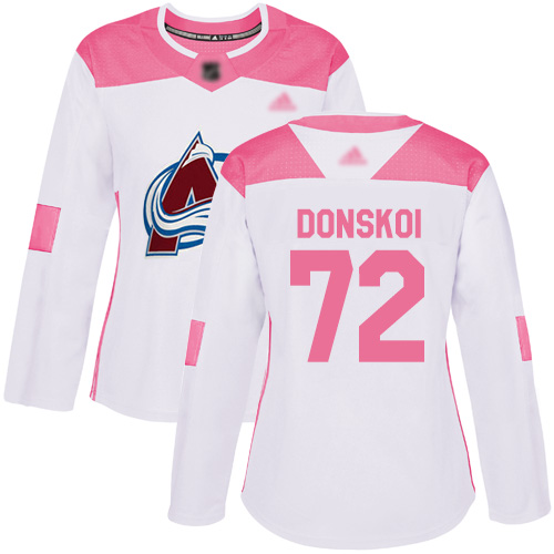 Adidas Avalanche #72 Joonas Donskoi White/Pink Authentic Fashion Women's Stitched NHL Jersey