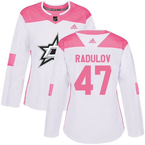 Adidas Stars #47 Alexander Radulov White/Pink Authentic Fashion Women's Stitched NHL Jersey