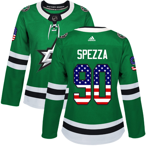 Adidas Stars #90 Jason Spezza Green Home Authentic USA Flag Women's Stitched NHL Jersey