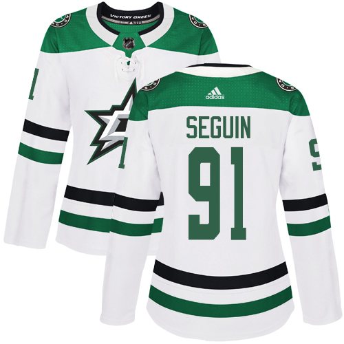 Adidas Stars #91 Tyler Seguin White Road Authentic Women's Stitched NHL Jersey