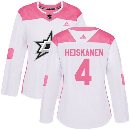 Adidas Stars #4 Miro Heiskanen White/Pink Authentic Fashion Women's Stitched NHL Jersey