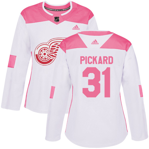 Adidas Red Wings #31 Calvin Pickard White/Pink Authentic Fashion Women's Stitched NHL Jersey