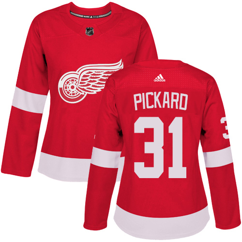Adidas Red Wings #31 Calvin Pickard Red Home Authentic Women's Stitched NHL Jersey