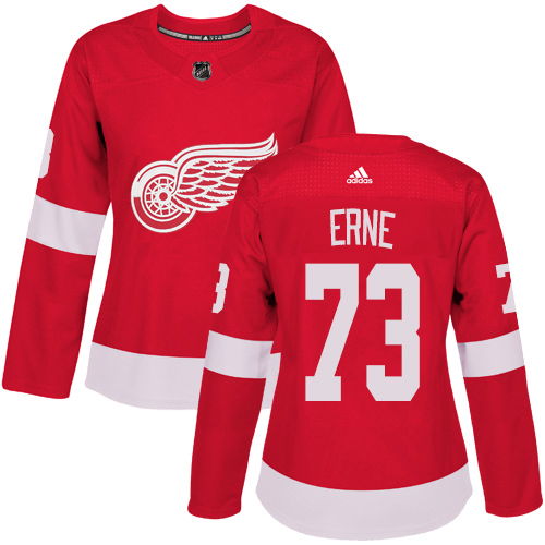 Adidas Red Wings #73 Adam Erne Red Home Authentic Women's Stitched NHL Jersey