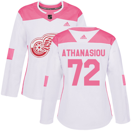 Adidas Red Wings #72 Andreas Athanasiou White/Pink Authentic Fashion Women's Stitched NHL Jersey