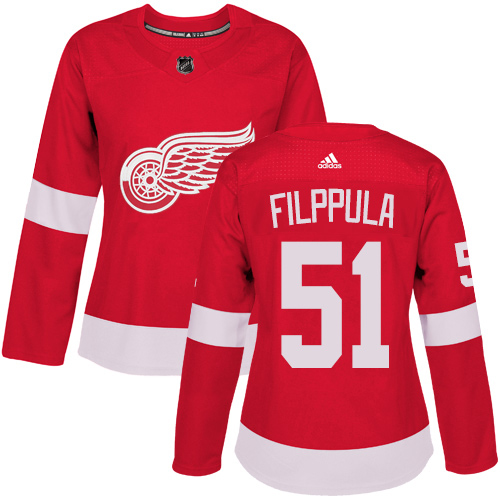 Adidas Red Wings #51 Valtteri Filppula Red Home Authentic Women's Stitched NHL Jersey