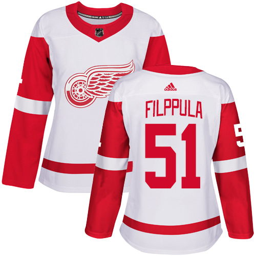 Adidas Red Wings #51 Valtteri Filppula White Road Authentic Women's Stitched NHL Jersey
