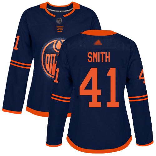 Adidas Oilers #41 Mike Smith Navy Alternate Authentic Women's Stitched NHL Jersey