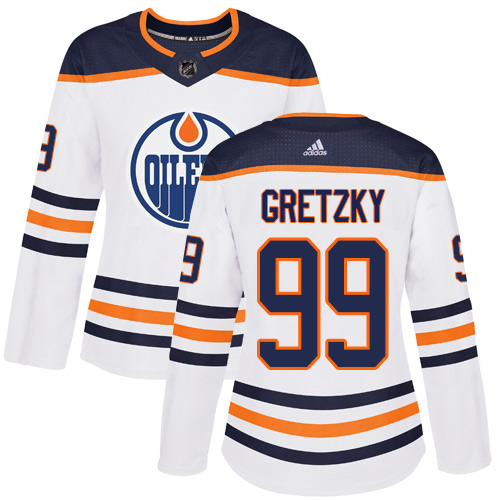 Adidas Oilers #99 Wayne Gretzky White Road Authentic Women's Stitched NHL Jersey