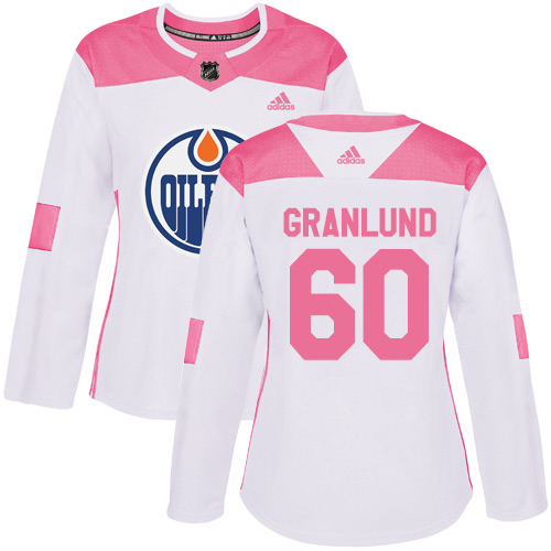 Adidas Oilers #60 Markus Granlund White/Pink Authentic Fashion Women's Stitched NHL Jersey
