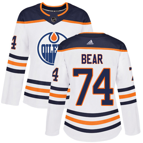 Adidas Oilers #74 Ethan Bear White Road Authentic Women's Stitched NHL Jersey