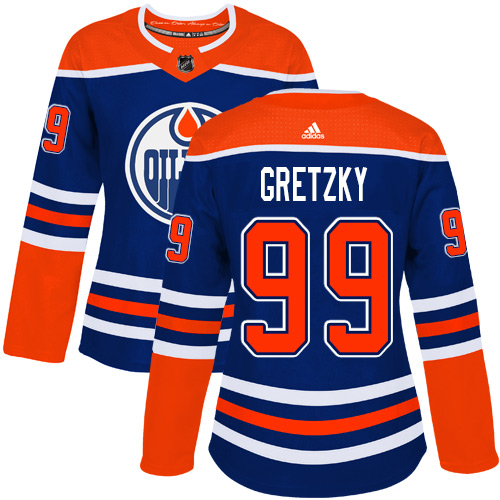 Adidas Oilers #99 Wayne Gretzky Royal Alternate Authentic Women's Stitched NHL Jersey